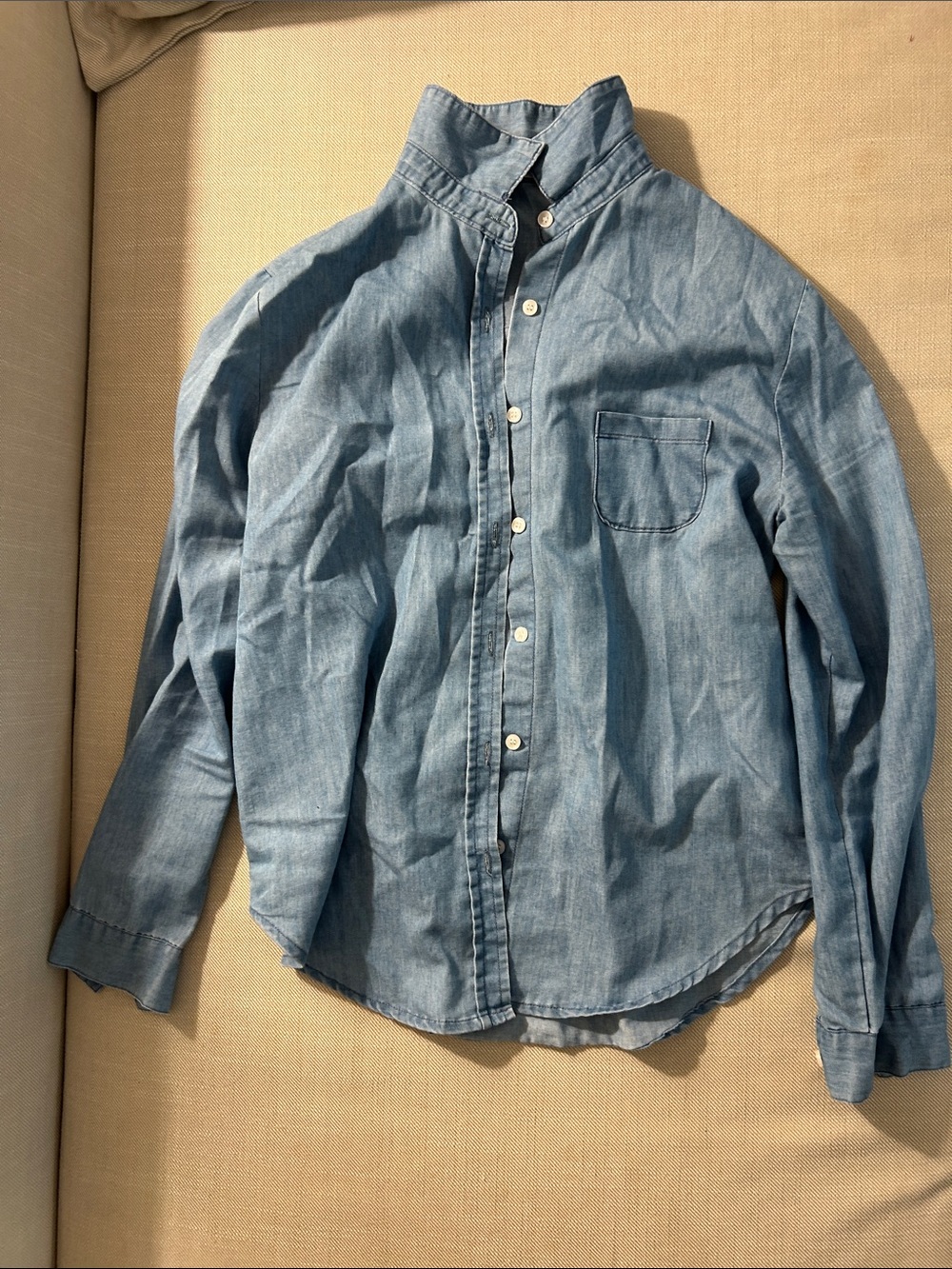 Light Blue Denim Button-Up Shirt - Men